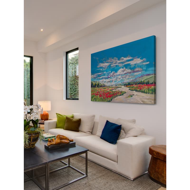 'Poppy Path V' Painting Print on Wrapped Canvas - Multi-Color