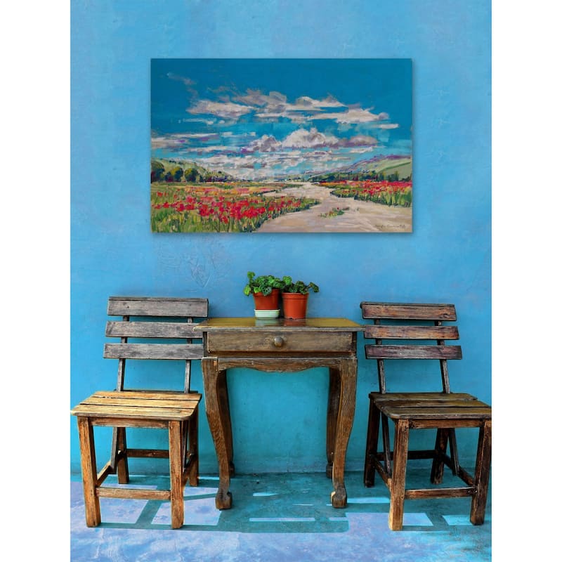 'Poppy Path V' Painting Print on Wrapped Canvas - Multi-Color