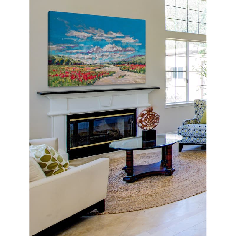 'Poppy Path V' Painting Print on Wrapped Canvas - Multi-Color