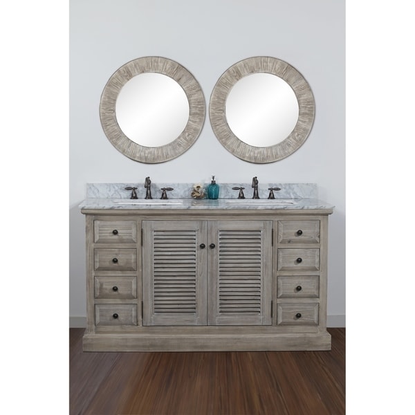 Rustic Carrera White Top 60-inch Double Sink Bathroom Vanity