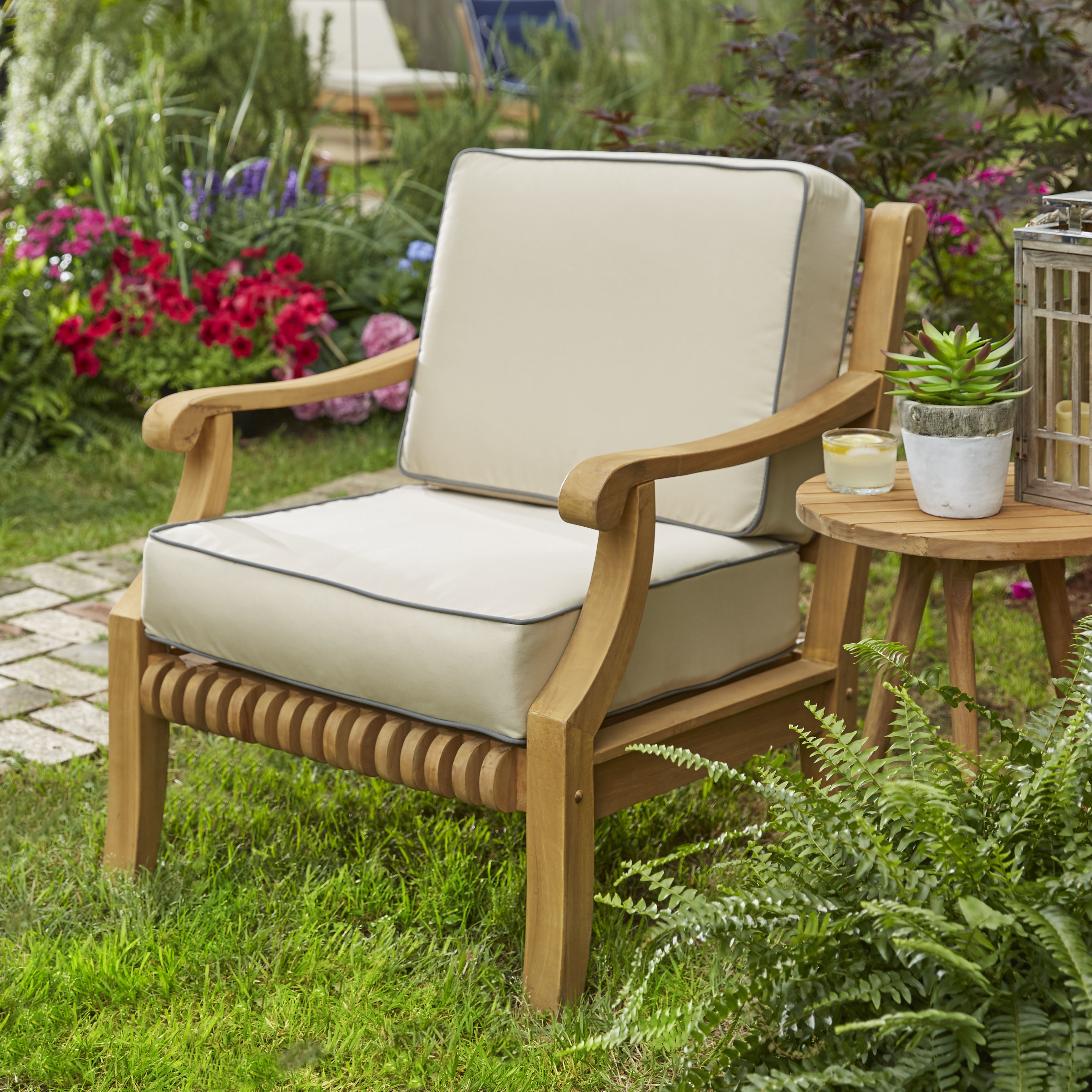 Kokomo Teak Lounge Chair Cushion Set with Sunbrella Fabric | eBay