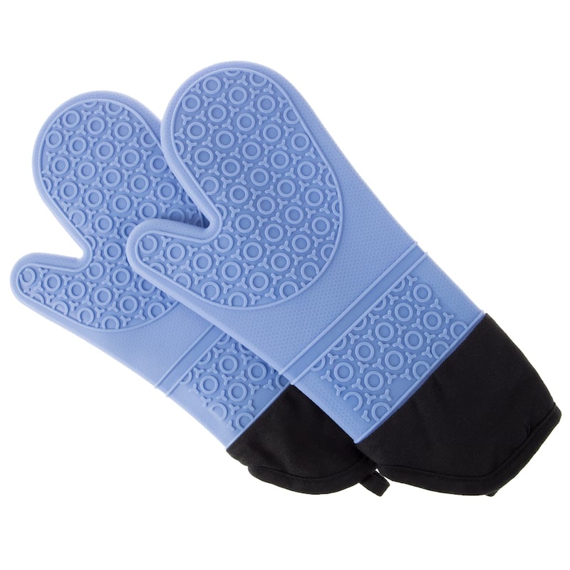 Silicone Oven Mitts – Extra Long Quality Heat Resistant with Quilted Lining and 2-sided Textured Grip by Windsor Home