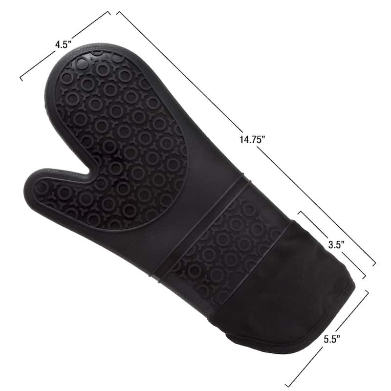 Silicone Oven Mitts – Extra Long Quality Heat Resistant with Quilted Lining and 2-sided Textured Grip by Windsor Home