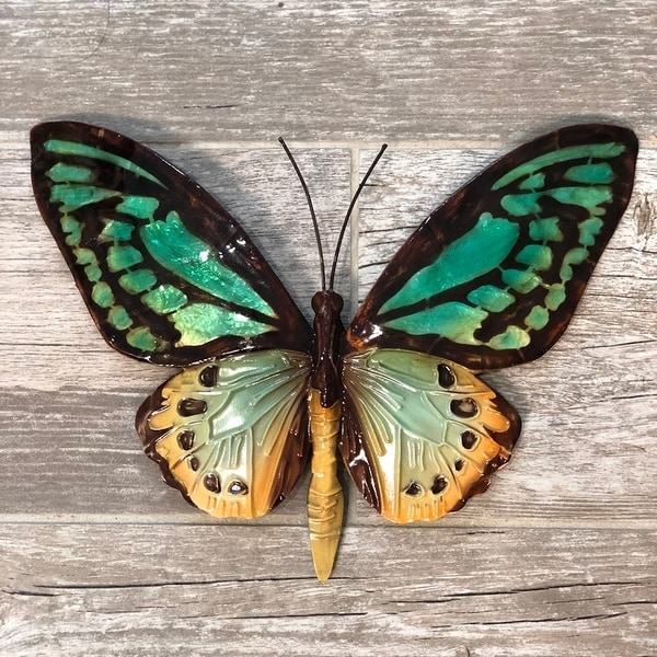 Aqua And Gold Butterfly Wall Decor