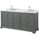 preview thumbnail 4 of 15, Deborah 72-inch Double Bathroom Vanity, No Mirrors Dark Gray, Chrome Trim, White Carrara Marble Top