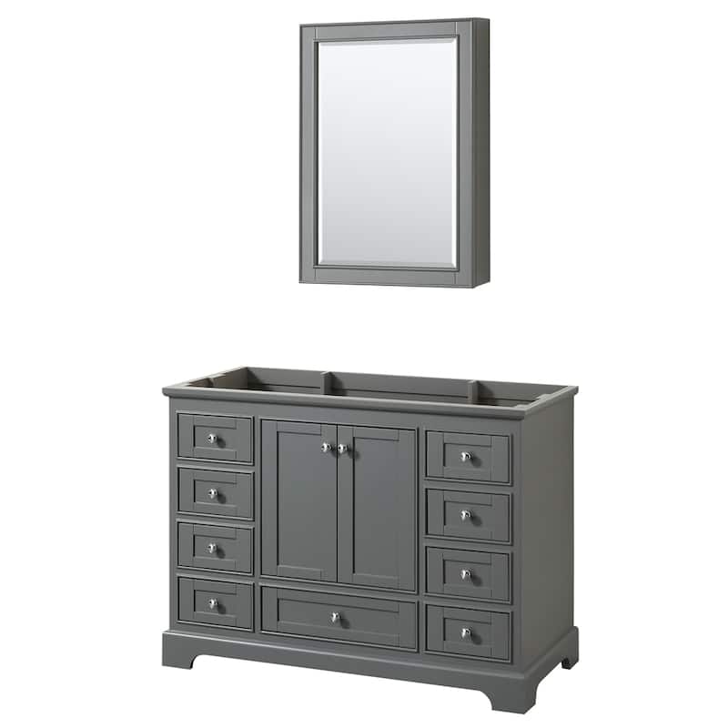 Deborah 48-inch Single Bathroom Vanity, Medicine Cabinet - Dark Gray, Chrome Trim, No Top