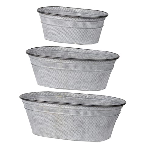 A&B Home Clemson Zinc Oval Metal Tubs (Set of 3)