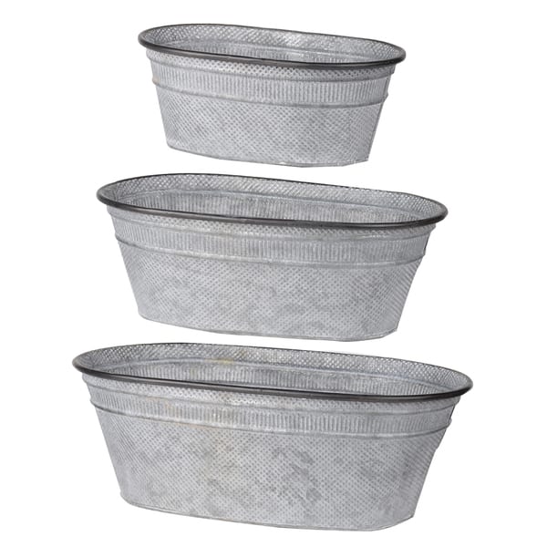 slide 1 of 1, A&B Home Clemson Zinc Oval Metal Tubs (Set of 3)