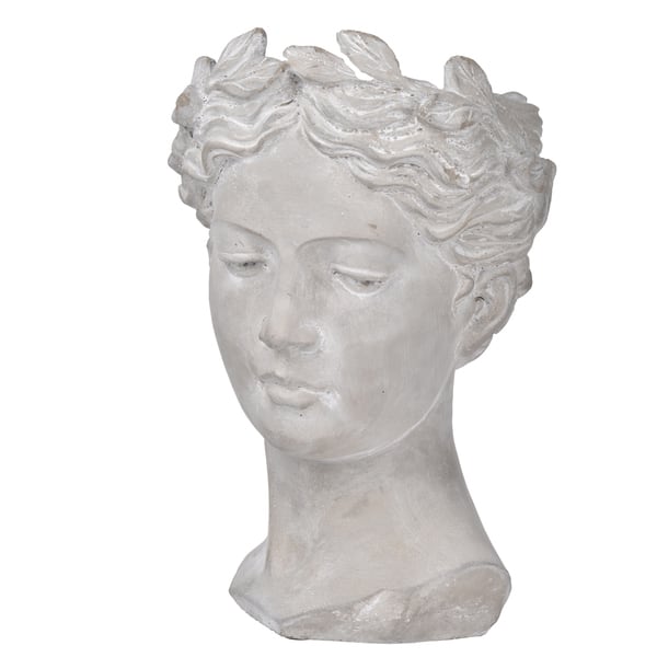 slide 1 of 1, A&B Home Visage Whitewash Large Cement Vase