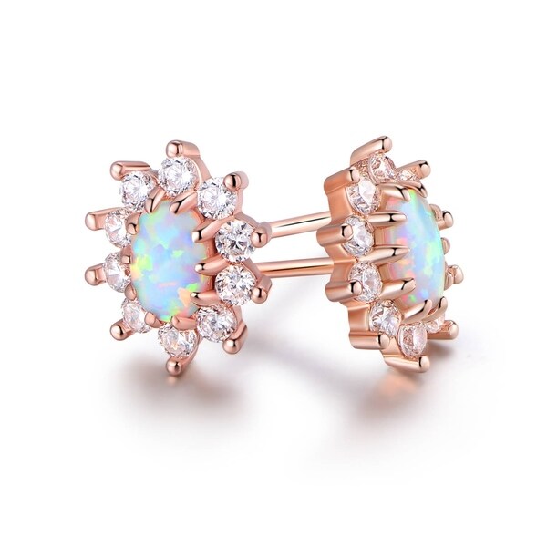 Shop Rose Gold Plated White Fire Opal & Cubic Zirconia