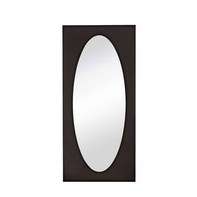 Majestic Large Contemporary Dark Brown Rectangular Framed Oval Glass Wall Mirror