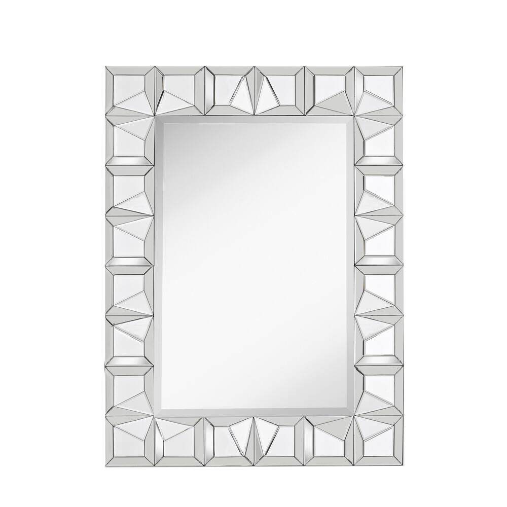 Majestic Simple Contemporary Rectangular Wood Framed Mirror with Beveled Glass Mirror Panels