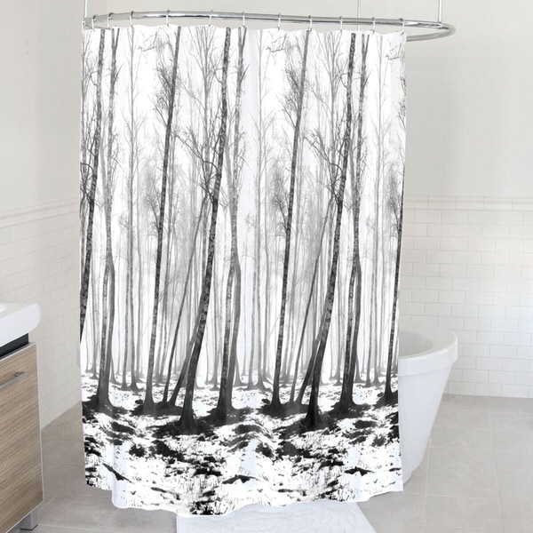 Fog Forest Fabric Shower Curtain (70"x72") Black/White