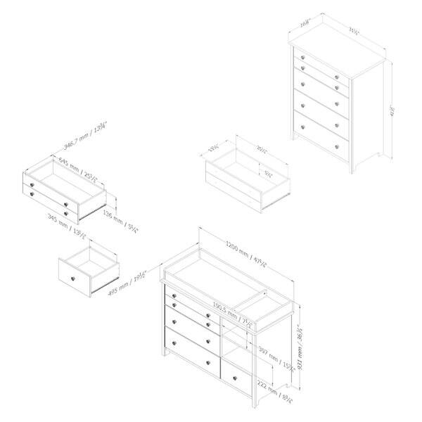 South Shore Little Smileys Changing Table and 4-Drawer Chest Set