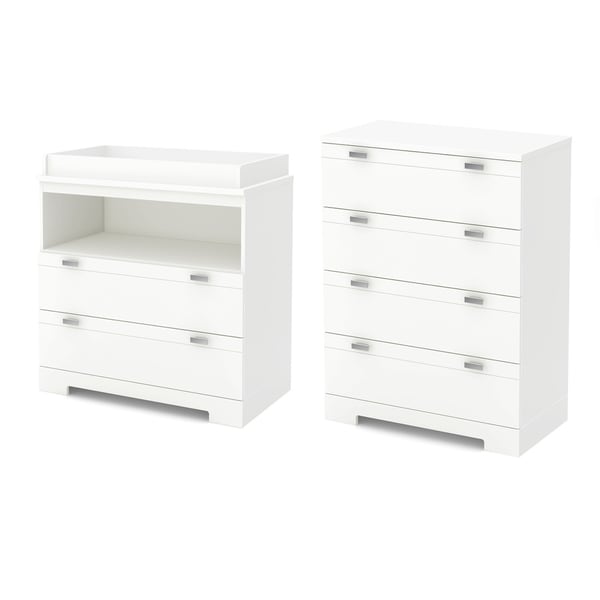 Pure White South Shore Reevo Changing Table with Storage