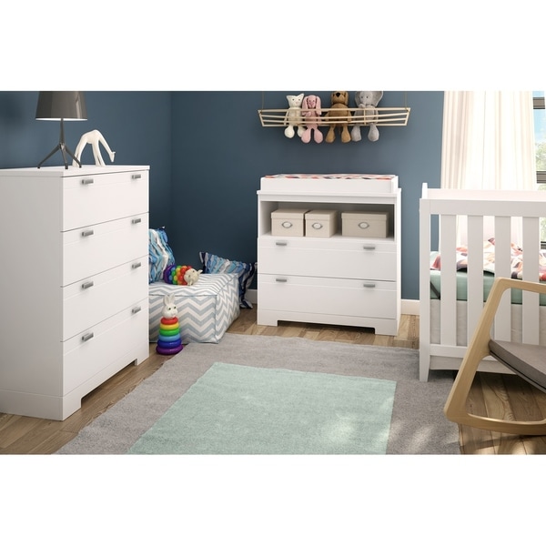 Pure White South Shore Reevo Changing Table with Storage