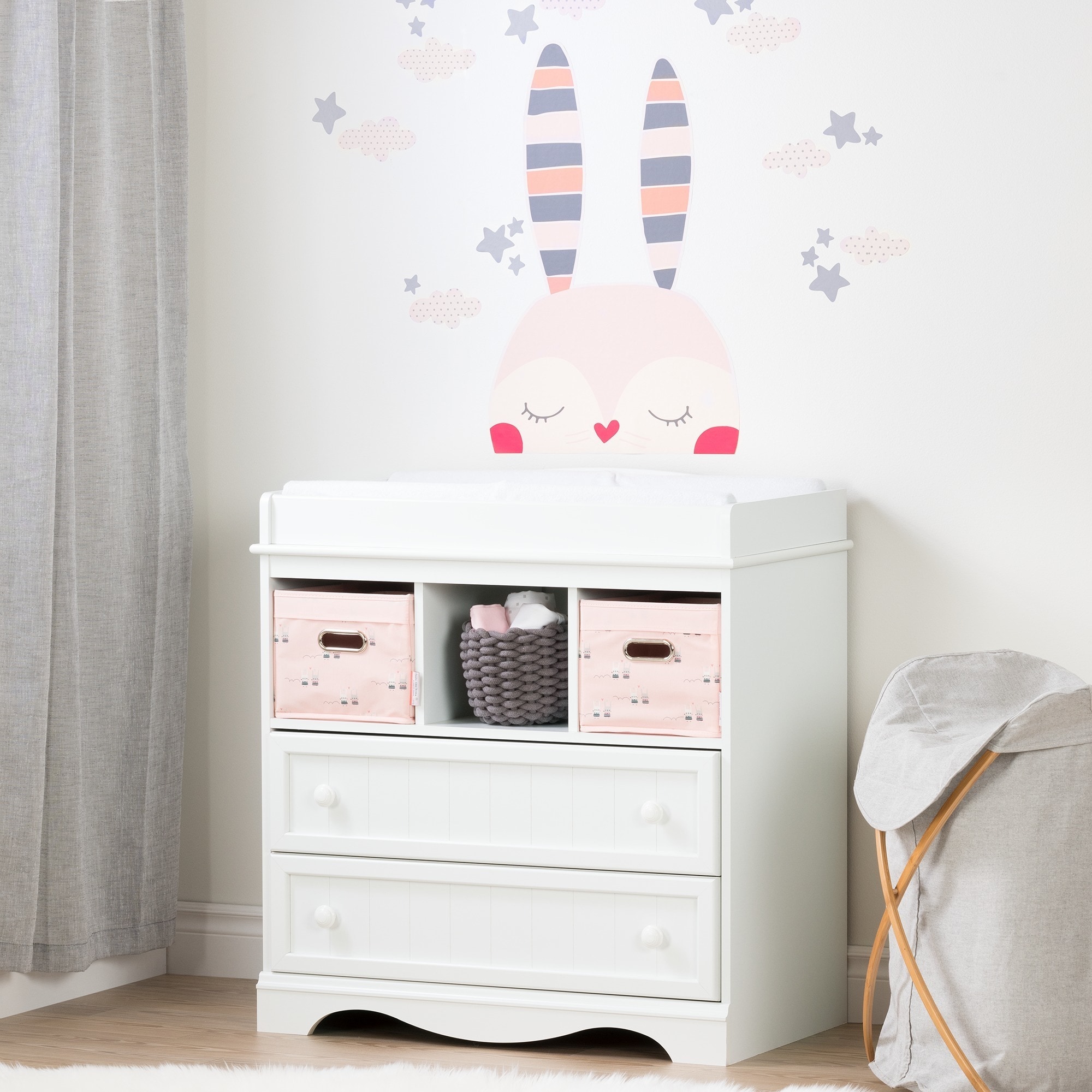 Shop South Shore Savannah Pure White And Pink Changing Table With