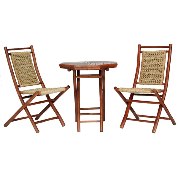 Maui Brown Bamboo Seagr 3 Piece Indoor Outdoor Bistro Set Maui Brown Bamboo Seagr 3 Piece Indoor Outdoor Bistro Set