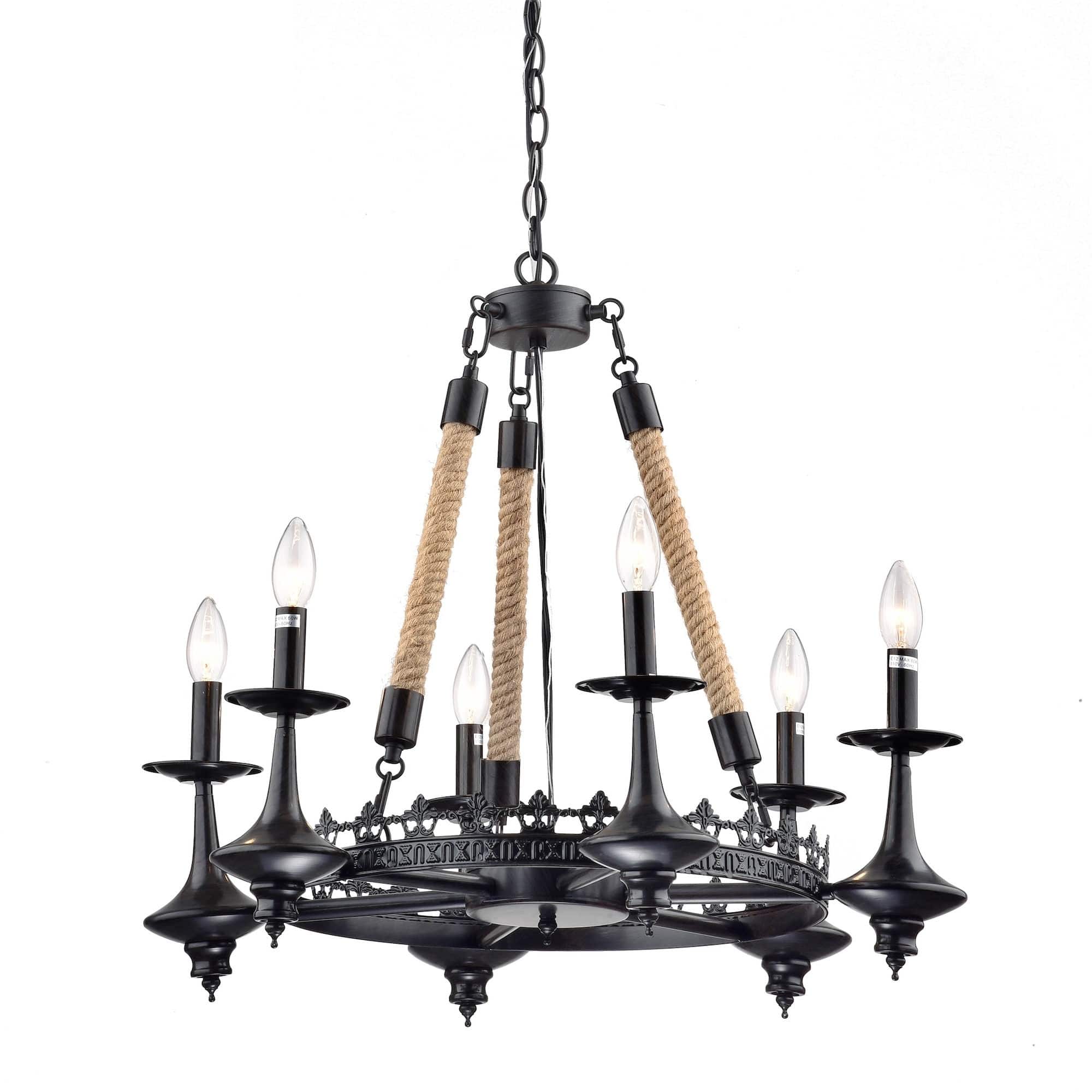 Arno 6-Light Candle-Style Chandelier (Black/Brown) - Chandeliers For Bedrooms by Overstock.com