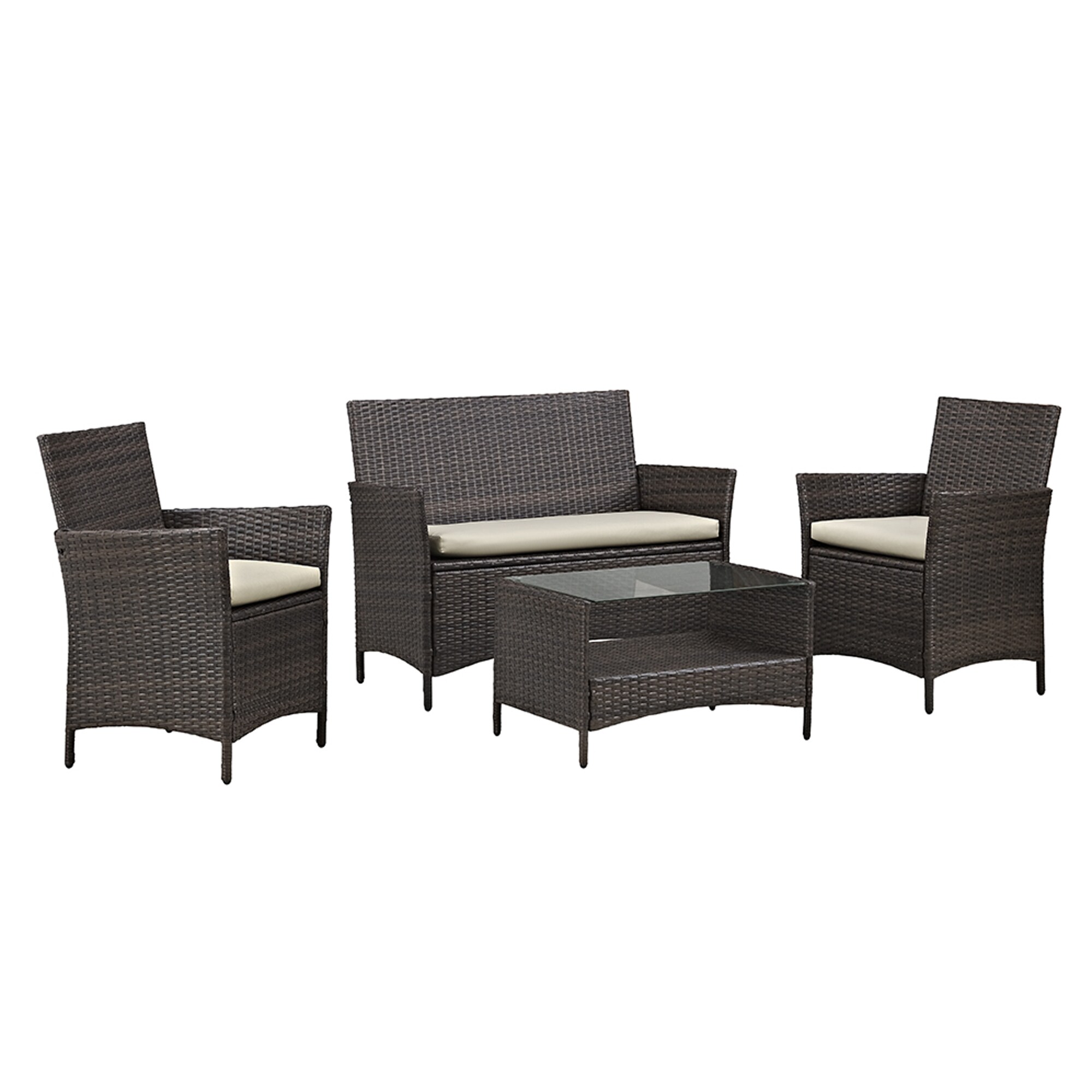 Shop 4Piece Simple Rattan Patio Chat Set Brown Free Shipping Today
