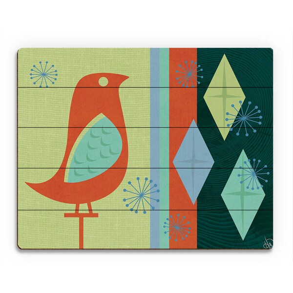 Sparkle Bird with Diamonds Wall Art Print on Wood