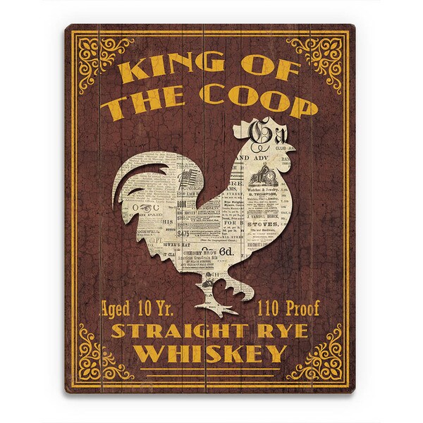 King Of The Coop Vintage Sign Wall Art on Wood