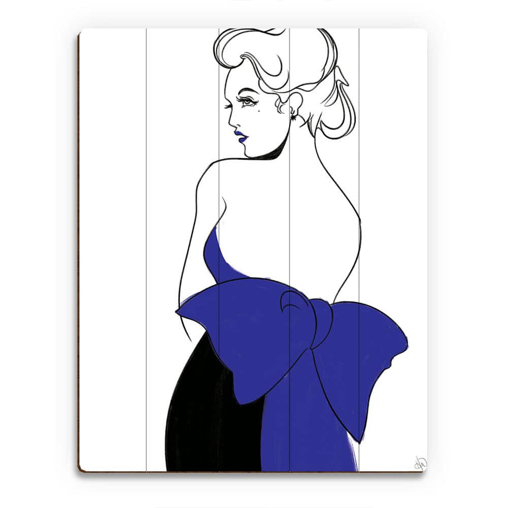 Big Indigo Bow Wall Art Print on Wood