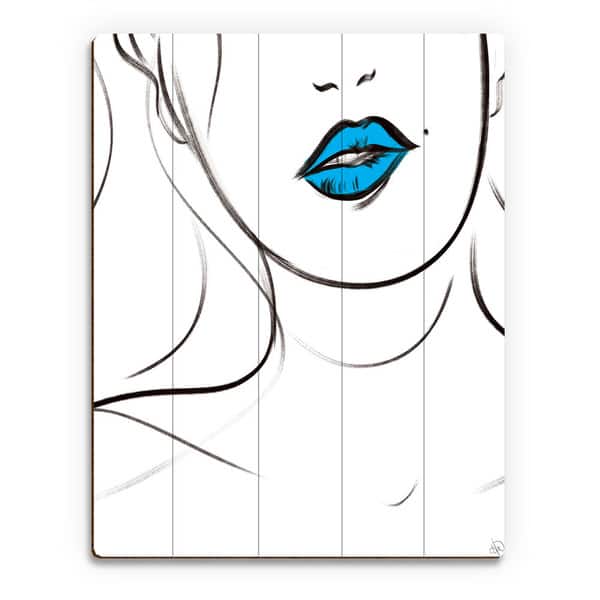 slide 2 of 2, Cyan Bite Wall Art Print on Wood