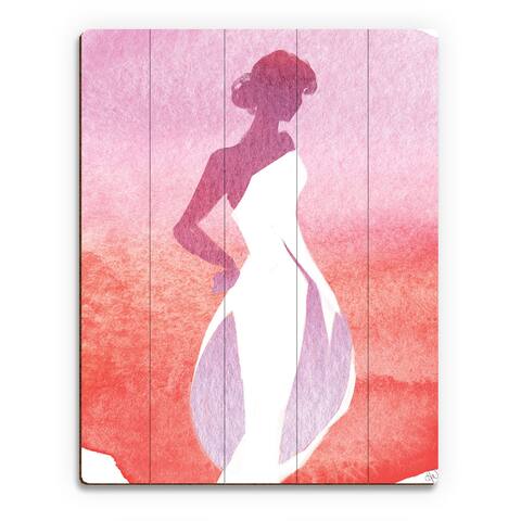 Carmine Silhouette Watercolor Wall Art on Wood