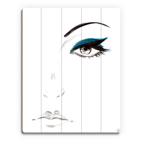 Cyan Eyeshadow Wall Art Print on Wood