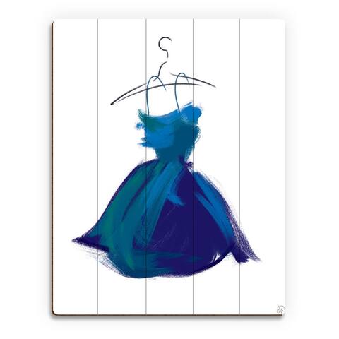 Little Azure Dress Wall Art Print on Wood