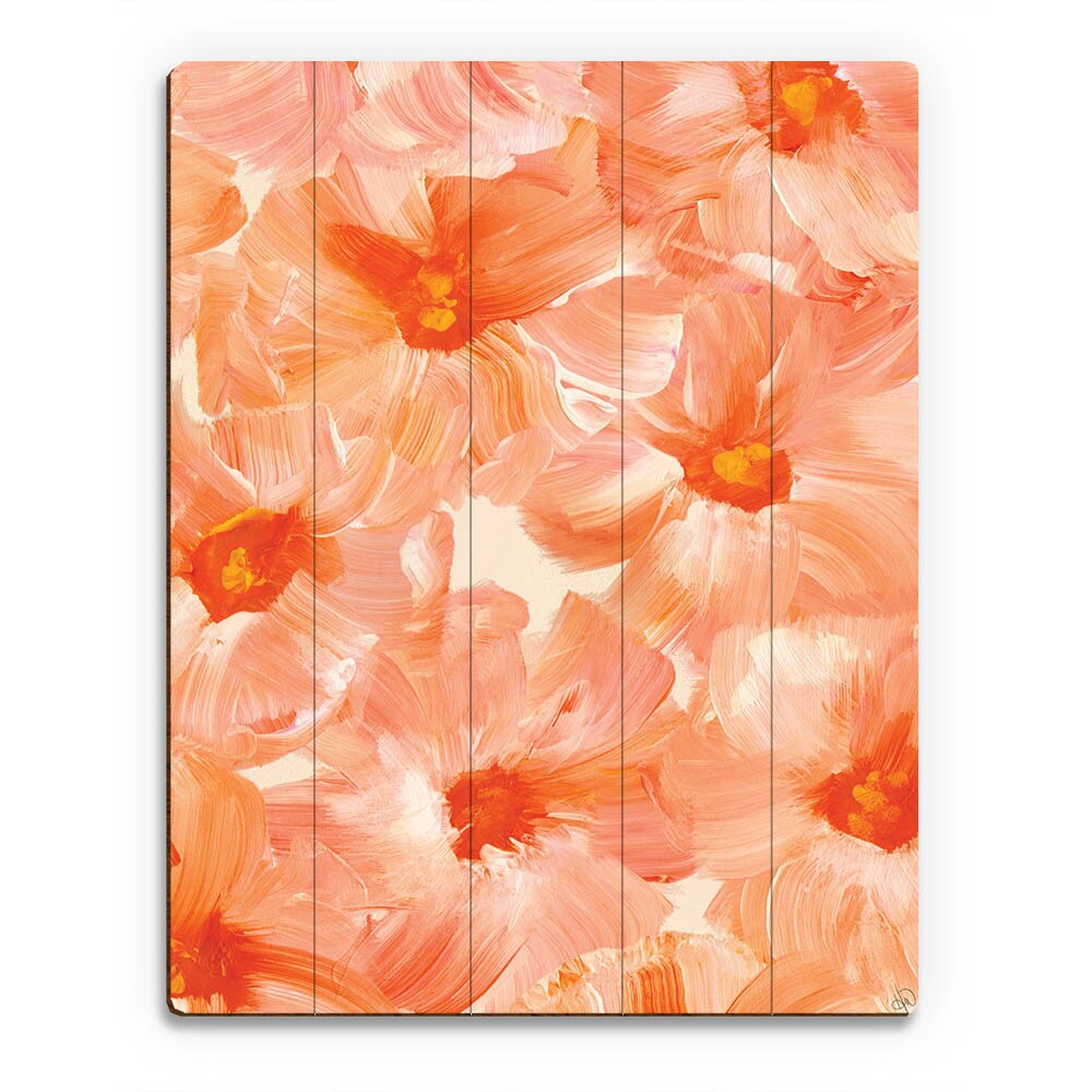 Shop Kathy Ireland Brush Flowers In Peach Wall Art Print On Wood Overstock 16343260