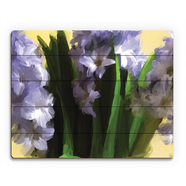 Purple Vase of Hyacinth Flowers Wall Art on Wood