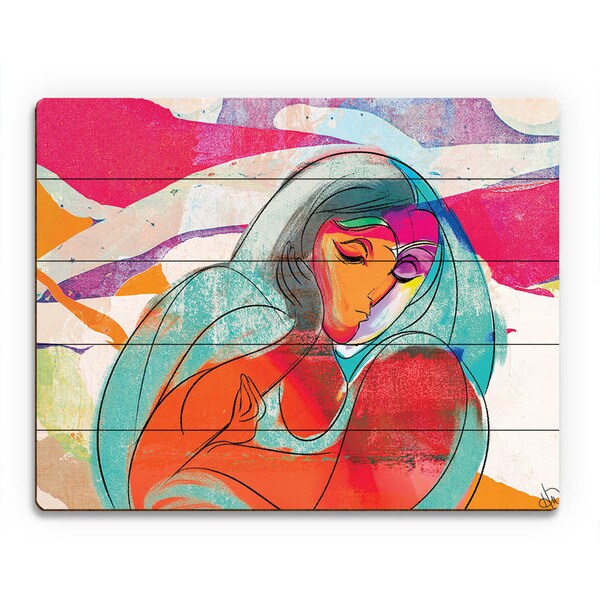 Reflective Maiden Portrait Wall Art Print on Wood