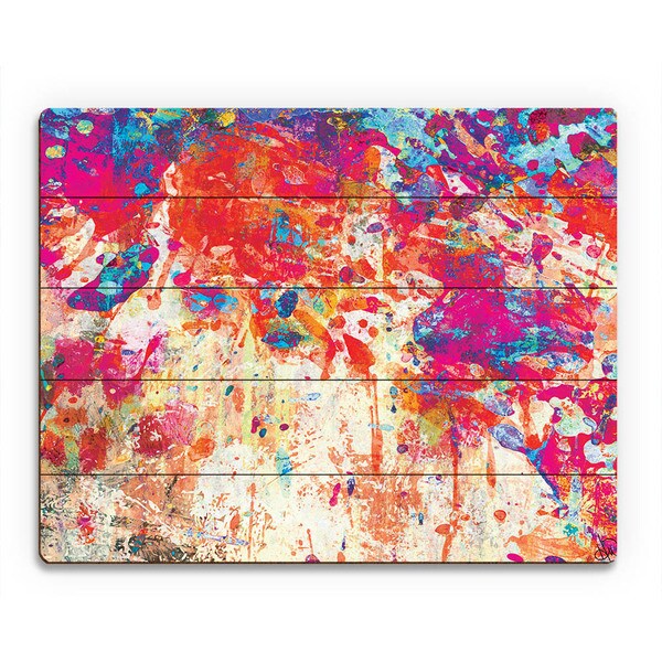 Splatter Shop Vermillion Abstract Wall Art on Wood