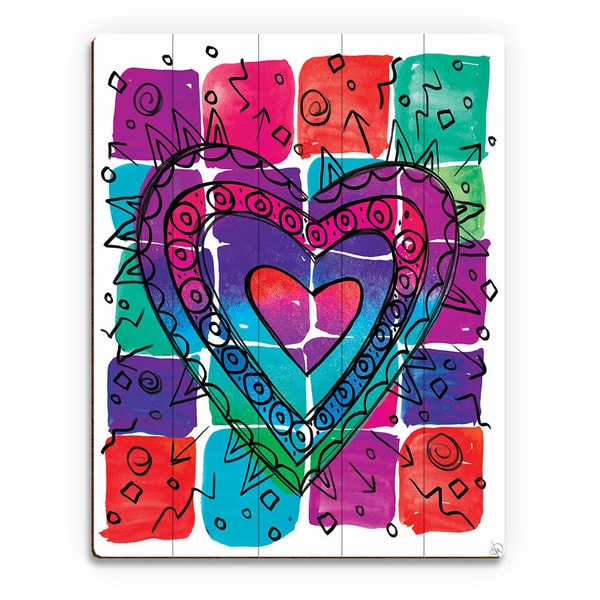 Wild Color Heart Wall Art Print on Wood