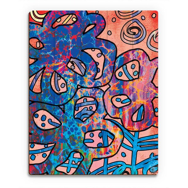 Full Of Life Pop Flowers Wall Art Print on Wood