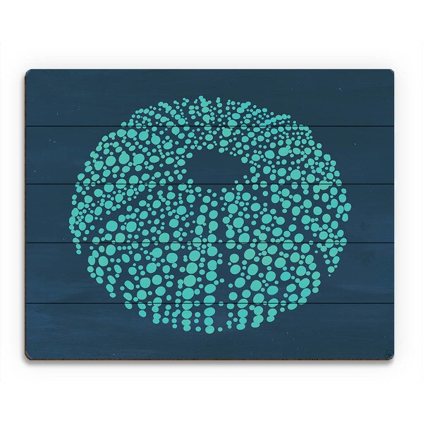 Urchin Dots in Teal Blue Wall Art Print on Wood