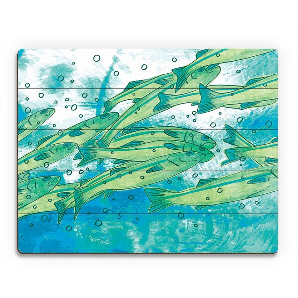 Fighting the Tide School of Fish Wall Art on Wood