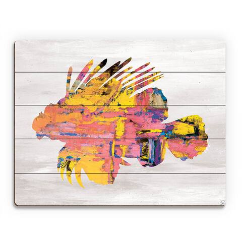Wild Colorful Lion Fish Wall Art Print on Wood