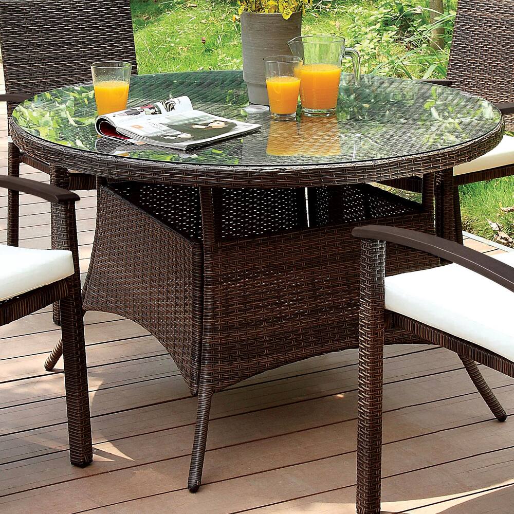 Furniture of America Ded Contemporary Brown Outdoor Dining Table