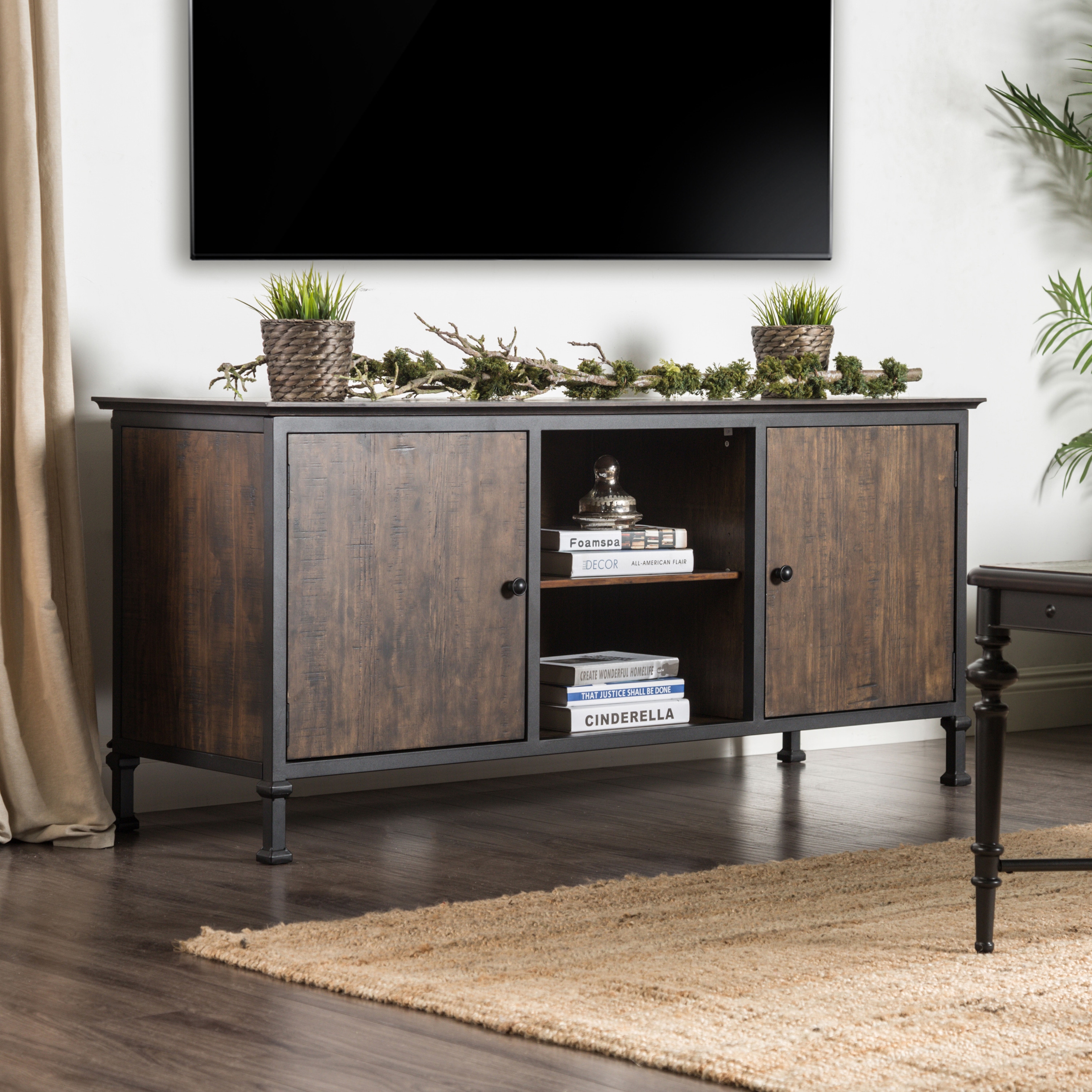 Shop Furniture Of America Dele Rustic 60 Inch Oak 2 Cabinet Tv