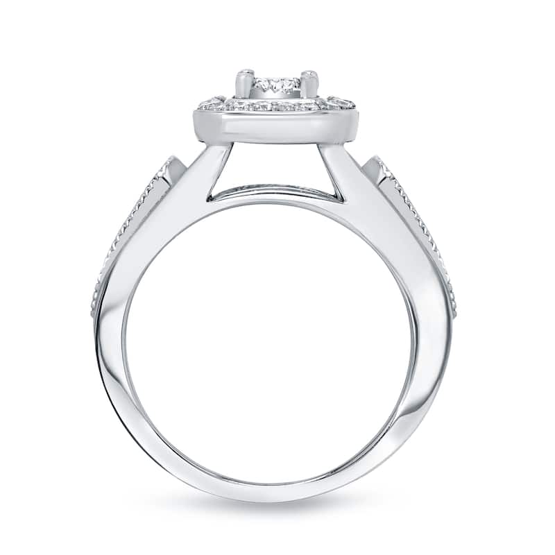 14k Gold 1/2ct TDW Halo Diamond Engagement Ring by Auriya (H-I, I1-I2)