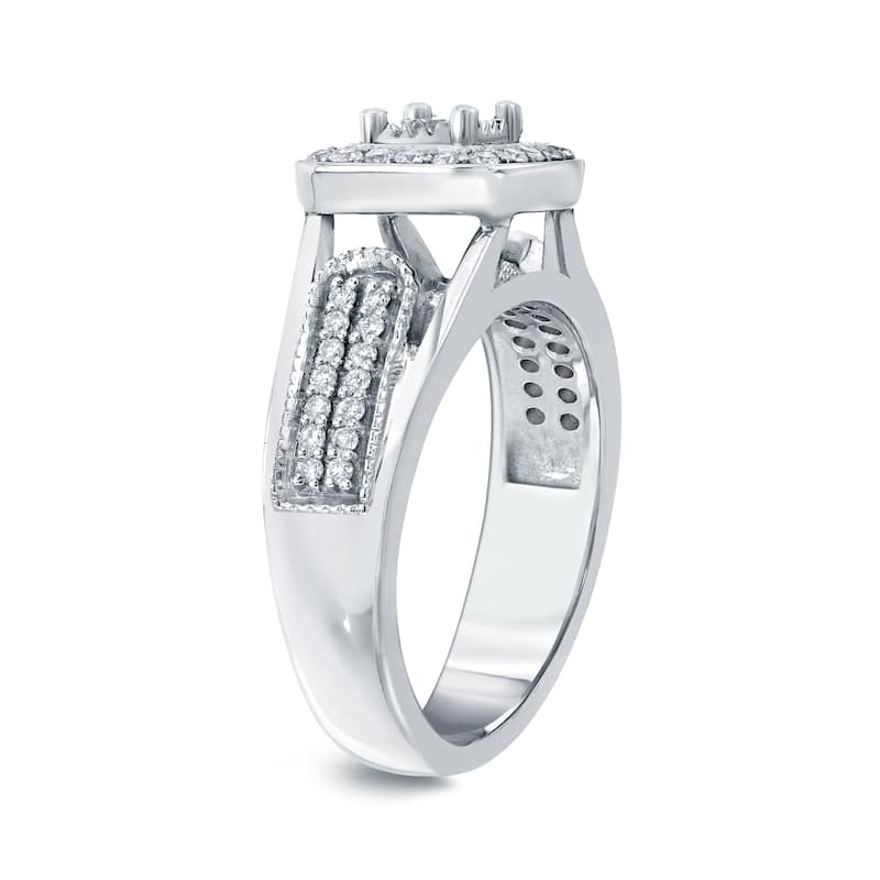 14k Gold 1/2ct TDW Halo Diamond Engagement Ring by Auriya (H-I, I1-I2)