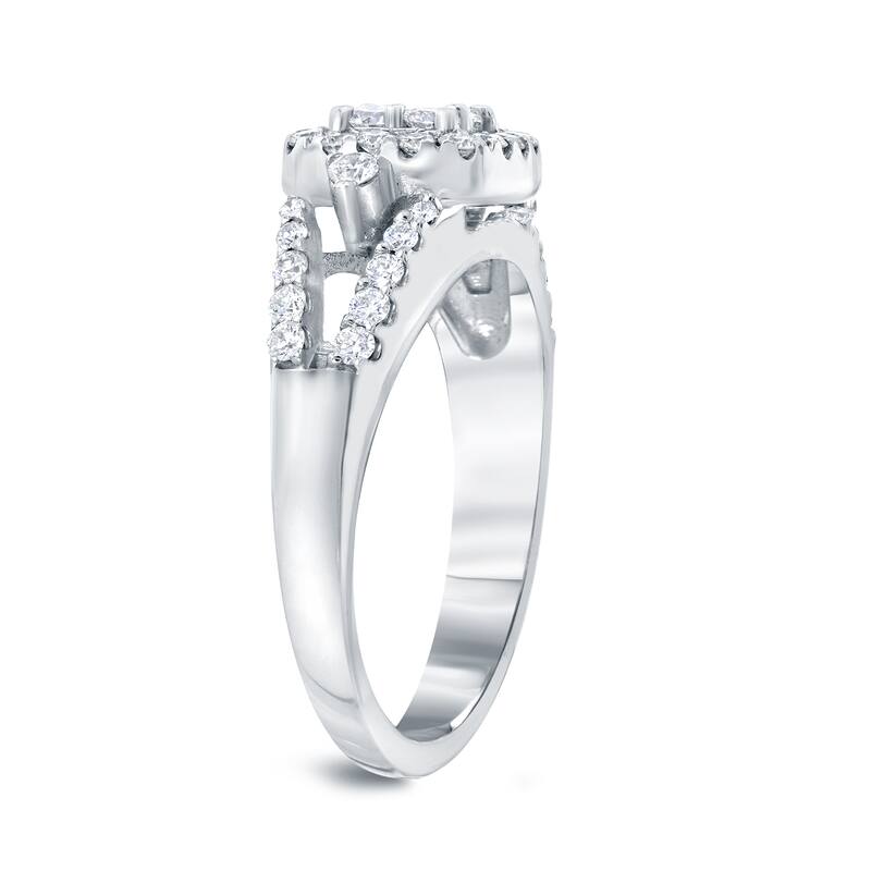 Auriya Modern 3/4ct TW Split Shank Diamond Halo Engagement Ring 14k Gold (H-I, I1-I2)