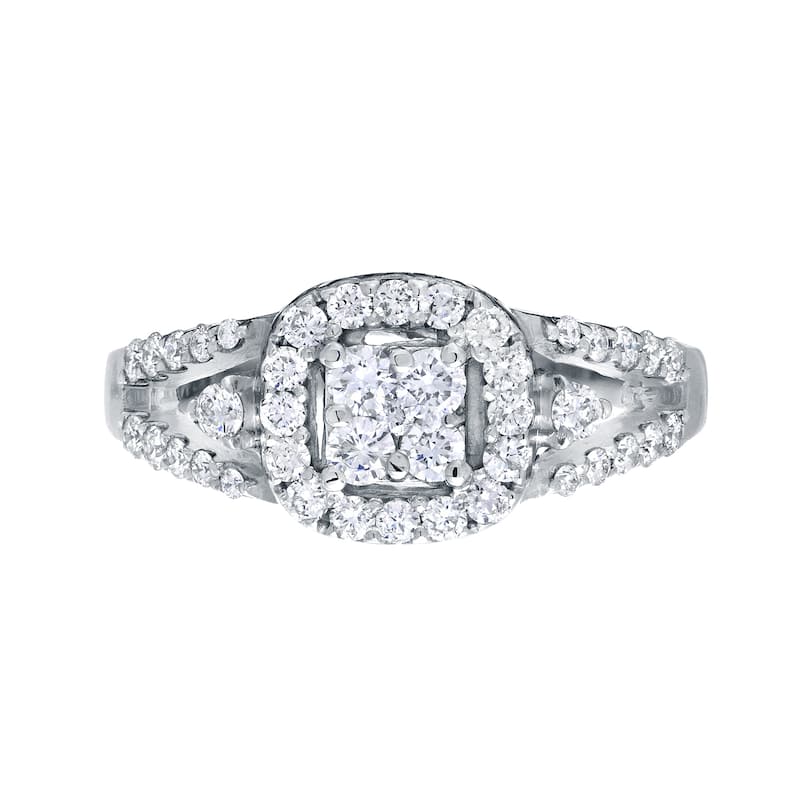 Auriya Modern 3/4ct TW Split Shank Diamond Halo Engagement Ring 14k Gold (H-I, I1-I2)
