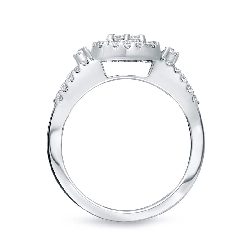 Auriya Modern 3/4ct TW Split Shank Diamond Halo Engagement Ring 14k Gold (H-I, I1-I2)