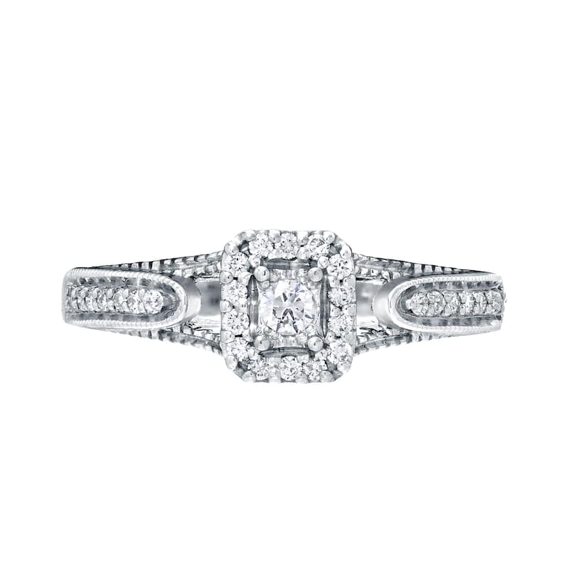 14k Gold 1/4ct TDW Halo Diamond Engagement Ring by Auriya (H-I, I1-I2)