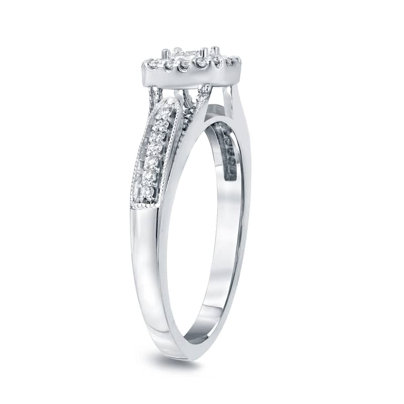 14k Gold 1/4ct TDW Halo Diamond Engagement Ring by Auriya (H-I, I1-I2)