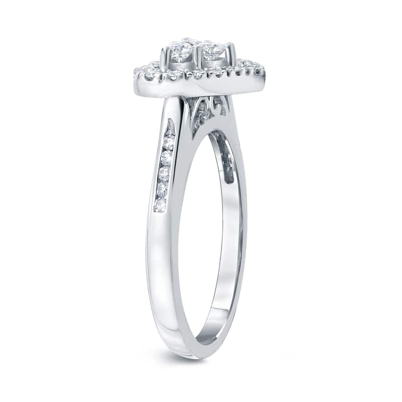 Auriya Heart Shaped 1/2ct TDW Diamond Halo Engagement Ring 14k Gold